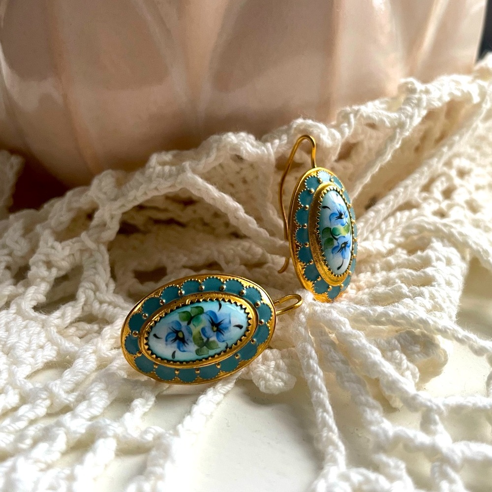 VINTAGE Blue Floral Earrings